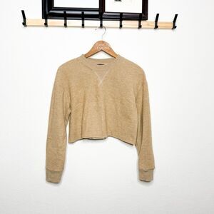 ZARA Cropped Sweatshirt in Camel Beige Soft & Cozy – Size M